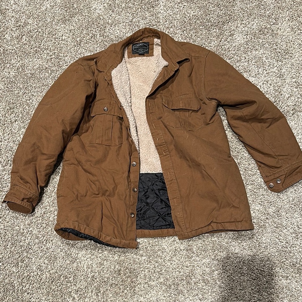 Men's Tan Shirt Jacket with Cozy Lining